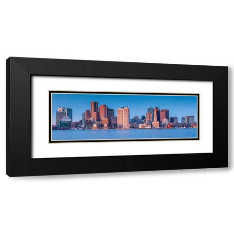 New England-Massachusetts-Boston-city skyline from Boston Harbor-dawn Black Modern Wood Framed Art Print with Double Matting by Bibikow, Walter