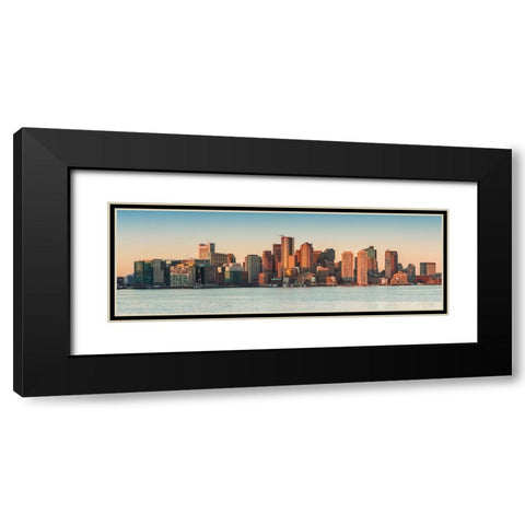 New England-Massachusetts-Boston-city skyline from Boston Harbor-dawn Black Modern Wood Framed Art Print with Double Matting by Bibikow, Walter