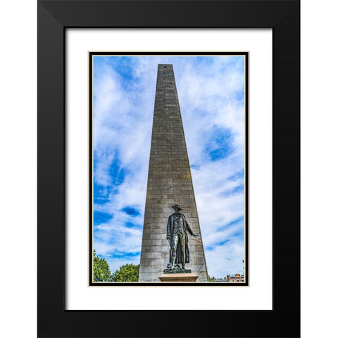 William Prescott Statue-Bunker Hill Battle Monument-Charlestown-Boston-Massachusetts-Site of June 1 Black Modern Wood Framed Art Print with Double Matting by Perry, William
