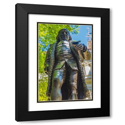 Benjamin Franklin Statue-Boston-Massachusetts-Front of the Boston Latin School founded 1635-Statue  Black Modern Wood Framed Art Print with Double Matting by Perry, William