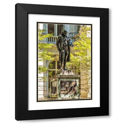 Benjamin Franklin Statue-Boston-Massachusetts-Front of the Boston Latin School founded 1635-Statue  Black Modern Wood Framed Art Print with Double Matting by Perry, William