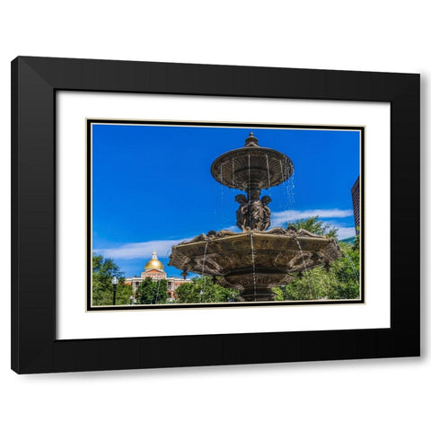 Brewer Fountain-Boston Common-State House-Boston-Massachusetts-Fountain cast in 1868 by Lenard-Mass Black Modern Wood Framed Art Print with Double Matting by Perry, William