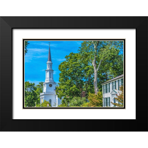First Parish Church-Harrington House-Lexington Battle Green-Massachusetts-Site of April 19-1775 fir Black Modern Wood Framed Art Print with Double Matting by Perry, William