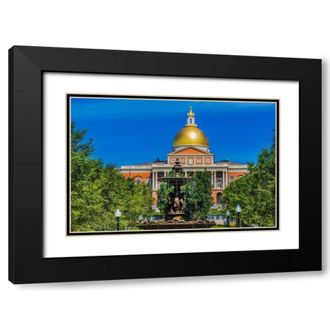 Brewer Fountain-Boston Common-State House-Boston-Massachusetts-Fountain cast in 1868 by Lenard-Mass Black Modern Wood Framed Art Print with Double Matting by Perry, William