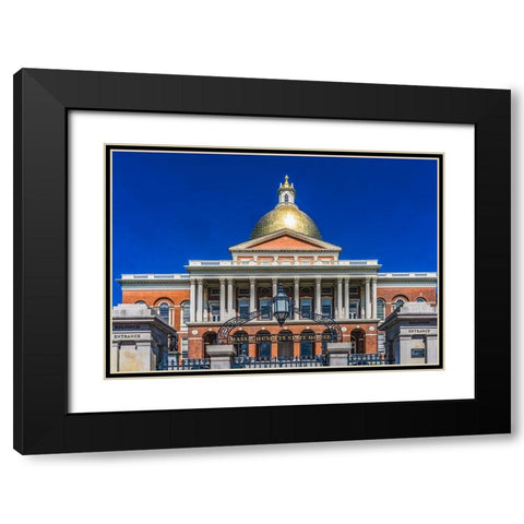 Golden Dome State House State Legislature Governor Office-Boston-Massachusetts-Massachusetts State  Black Modern Wood Framed Art Print with Double Matting by Perry, William