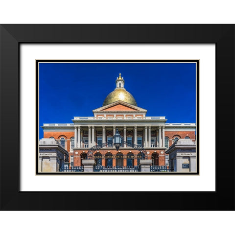 Golden Dome State House State Legislature Governor Office-Boston-Massachusetts-Massachusetts State  Black Modern Wood Framed Art Print with Double Matting by Perry, William