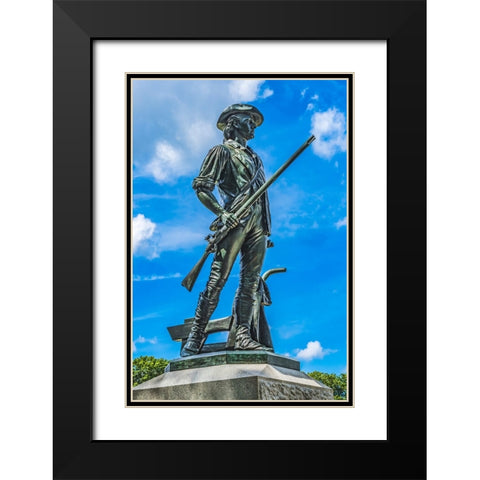 The Minute Man statue-Old North Bridge-Minute Man National Historical Park-First Battle American Re Black Modern Wood Framed Art Print with Double Matting by Perry, William