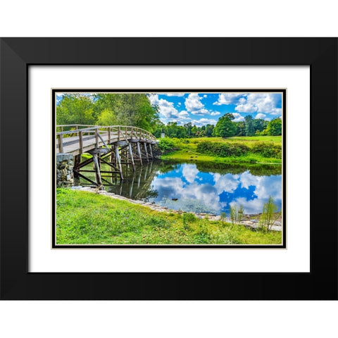 Old North Bridge Concord River Minute Man National Historical Park American Revolution Monument Mas Black Modern Wood Framed Art Print with Double Matting by Perry, William