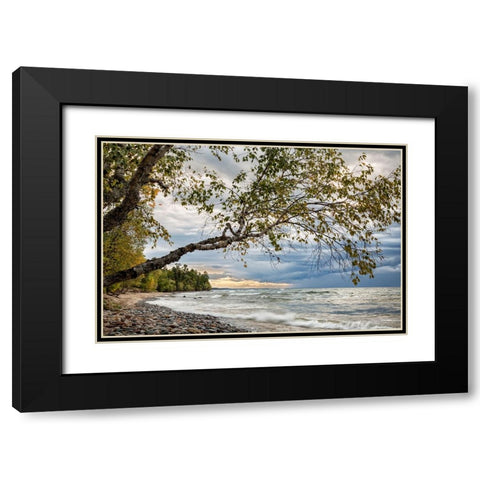USA-Michigan Storm clouds over Pictured Rocks National Lakeshore Black Modern Wood Framed Art Print with Double Matting by Collins, Ann