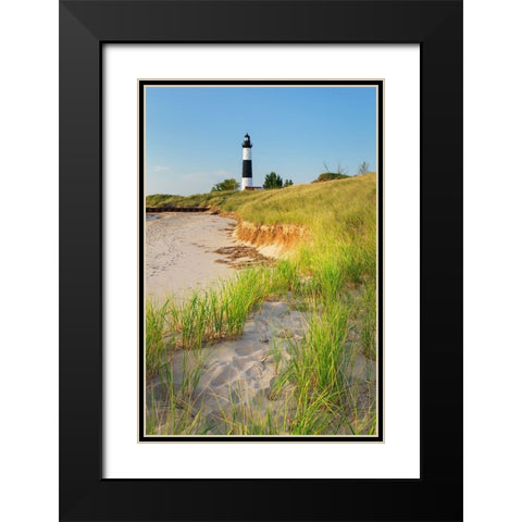 Big Sable Point Lighthouse on the eastern shore of Lake-Michigan Ludington State Park-Michigan Black Modern Wood Framed Art Print with Double Matting by Majchrowicz, Alan