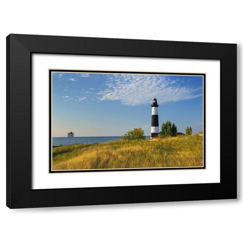 Big Sable Point Lighthouse on the eastern shore of Lake-Michigan Ludington State Park-Michigan Black Modern Wood Framed Art Print with Double Matting by Majchrowicz, Alan