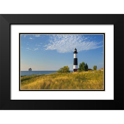 Big Sable Point Lighthouse on the eastern shore of Lake-Michigan Ludington State Park-Michigan Black Modern Wood Framed Art Print with Double Matting by Majchrowicz, Alan