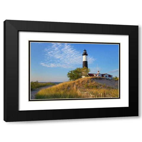 Big Sable Point Lighthouse on the eastern shore of Lake-Michigan Ludington State Park-Michigan Black Modern Wood Framed Art Print with Double Matting by Majchrowicz, Alan