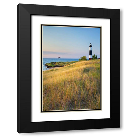 Big Sable Point Lighthouse on the eastern shore of Lake-Michigan Ludington State Park-Michigan Black Modern Wood Framed Art Print with Double Matting by Majchrowicz, Alan