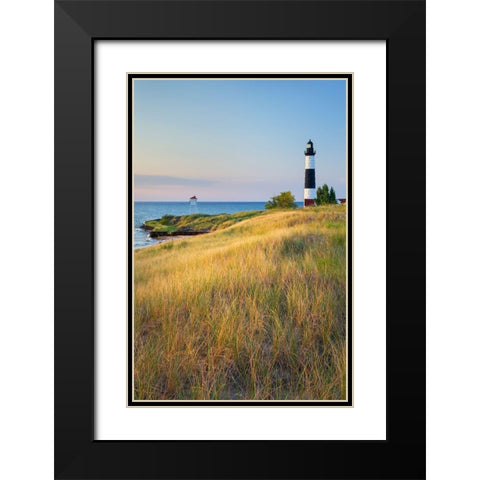 Big Sable Point Lighthouse on the eastern shore of Lake-Michigan Ludington State Park-Michigan Black Modern Wood Framed Art Print with Double Matting by Majchrowicz, Alan