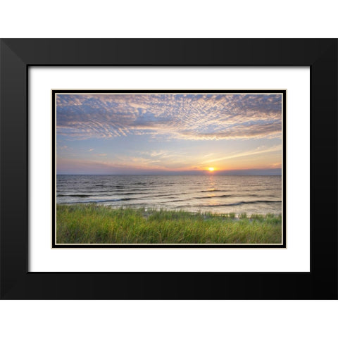 Lake-Michigan sunset Ludington State Park-Michigan Black Modern Wood Framed Art Print with Double Matting by Majchrowicz, Alan