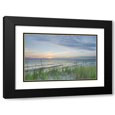 Ludington State Park-Michigan Sunset on the eastern shore of Lake-Michigan Black Modern Wood Framed Art Print with Double Matting by Majchrowicz, Alan