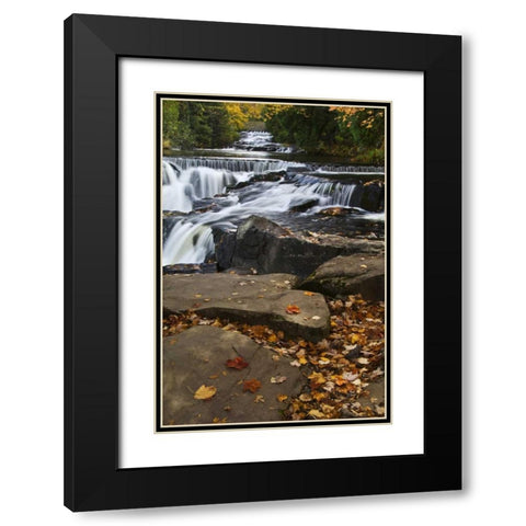 Michigan Bond Falls and fall foliage Black Modern Wood Framed Art Print with Double Matting by Rotenberg, Nancy