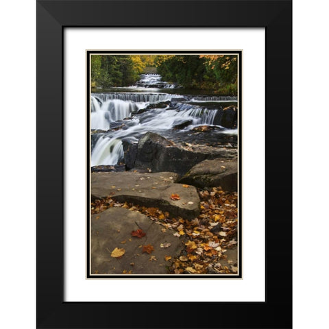 Michigan Bond Falls and fall foliage Black Modern Wood Framed Art Print with Double Matting by Rotenberg, Nancy