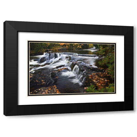 Michigan Bond Falls and fall foliage Black Modern Wood Framed Art Print with Double Matting by Rotenberg, Nancy