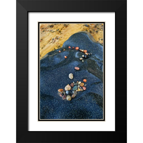 Michigan Lake Superior rocks on beach Black Modern Wood Framed Art Print with Double Matting by Rotenberg, Nancy