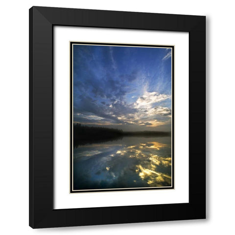 Michigan Sunrise sky reflected in Petes Lake Black Modern Wood Framed Art Print with Double Matting by Rotenberg, Nancy