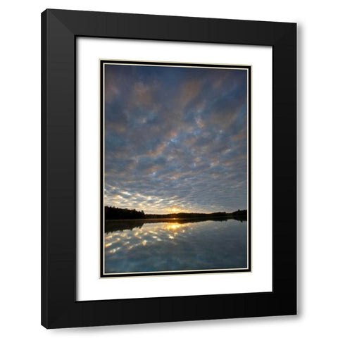 Michigan Sunrise at Petes Lake in autumn Black Modern Wood Framed Art Print with Double Matting by Rotenberg, Nancy