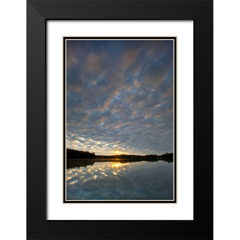 Michigan Sunrise at Petes Lake in autumn Black Modern Wood Framed Art Print with Double Matting by Rotenberg, Nancy