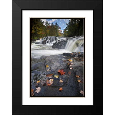 Michigan, Upper Peninsula View of Bond Falls Black Modern Wood Framed Art Print with Double Matting by Rotenberg, Nancy