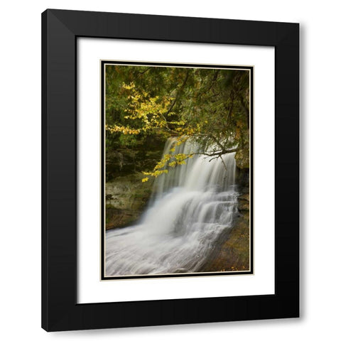 MI, Hiawatha NF Laughing Whitefish Falls in fall Black Modern Wood Framed Art Print with Double Matting by Grall, Don