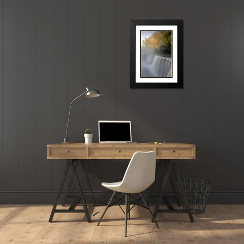 Michigan Autumn sunrise on Tahquamenon Falls Black Modern Wood Framed Art Print with Double Matting by Grall, Don