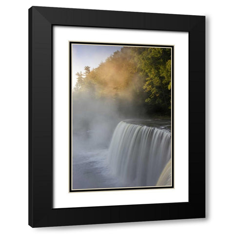 Michigan Autumn sunrise on Tahquamenon Falls Black Modern Wood Framed Art Print with Double Matting by Grall, Don