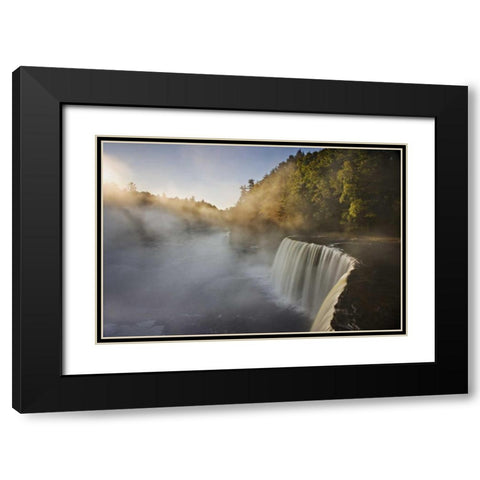 Michigan Autumn sunrise on Tahquamenon Falls Black Modern Wood Framed Art Print with Double Matting by Grall, Don