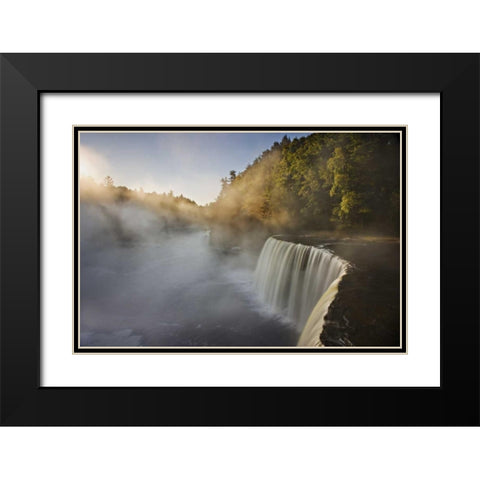 Michigan Autumn sunrise on Tahquamenon Falls Black Modern Wood Framed Art Print with Double Matting by Grall, Don