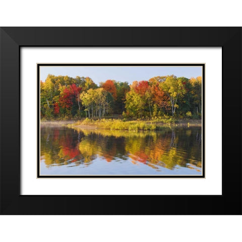 MI, Autumn in Bond Falls Recreation Area Black Modern Wood Framed Art Print with Double Matting by Bush, Marie