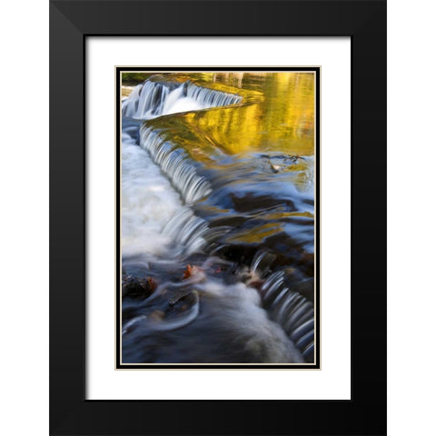 Michigan Bond Falls with fall reflections Black Modern Wood Framed Art Print with Double Matting by Rotenberg, Nancy