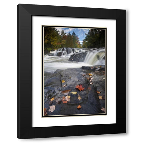 Michigan, Upper Peninsula Bond Falls in autumn Black Modern Wood Framed Art Print with Double Matting by Rotenberg, Nancy