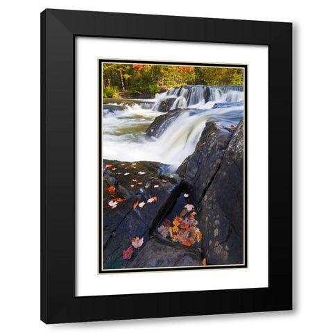 Michigan, Upper Peninsula Bond Falls in autumn Black Modern Wood Framed Art Print with Double Matting by Rotenberg, Nancy