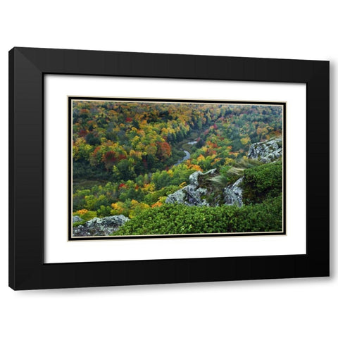 USA, Michigan River in autumn landscape Black Modern Wood Framed Art Print with Double Matting by Rotenberg, Nancy