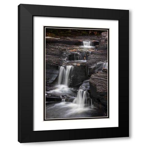 Michigan Waterfalls in the Presque Isle River Black Modern Wood Framed Art Print with Double Matting by Grall, Don