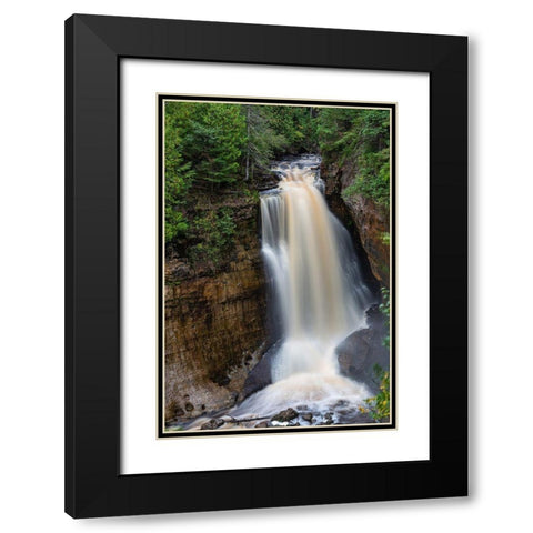 Miners Falls in fall-Pictured Rocks National Lakeshore-Alger County-Michigan Black Modern Wood Framed Art Print with Double Matting by Day, Richard and Susan