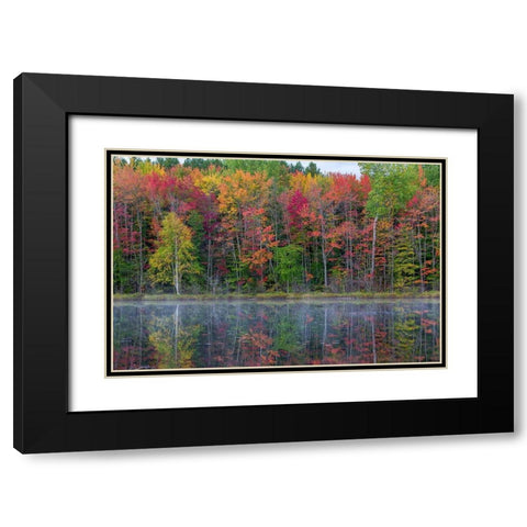 Thornton Lake in fall color-Alger County-Michigan Black Modern Wood Framed Art Print with Double Matting by Day, Richard and Susan