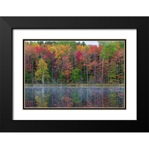 Thornton Lake in fall color-Alger County-Michigan Black Modern Wood Framed Art Print with Double Matting by Day, Richard and Susan