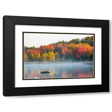 Council Lake in fall color-Alger County-Michigan Black Modern Wood Framed Art Print with Double Matting by Day, Richard and Susan