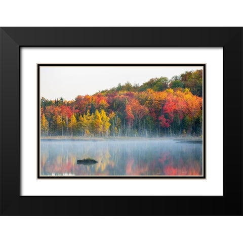 Council Lake in fall color-Alger County-Michigan Black Modern Wood Framed Art Print with Double Matting by Day, Richard and Susan