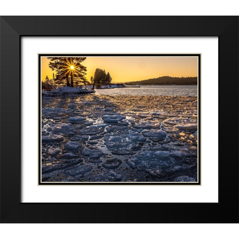 Minnesota-Lake Superior Lake ice at sunset  Black Modern Wood Framed Art Print with Double Matting by Jaynes Gallery