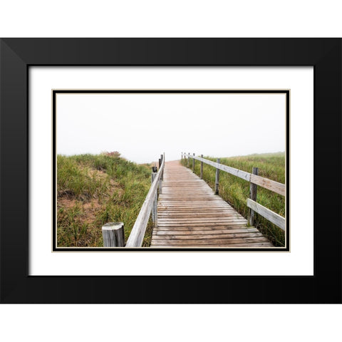 USA-Minnesota-Duluth-Park Point-Boardwalk over Dunes Black Modern Wood Framed Art Print with Double Matting by Hawkins, Peter