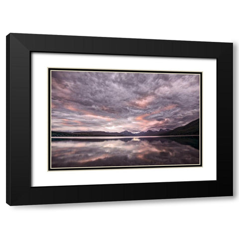 Lake McDonald at sunset in summer-Glacier National Park-Montana Black Modern Wood Framed Art Print with Double Matting by Jones, Adam