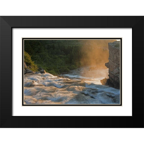 MT, Glacier NP Fog along Swiftcurrent Creek Black Modern Wood Framed Art Print with Double Matting by Illg, Cathy and Gordon