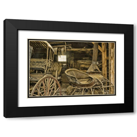 Montana, Virginia City Antique sleigh and buggy Black Modern Wood Framed Art Print with Double Matting by Paulson, Don